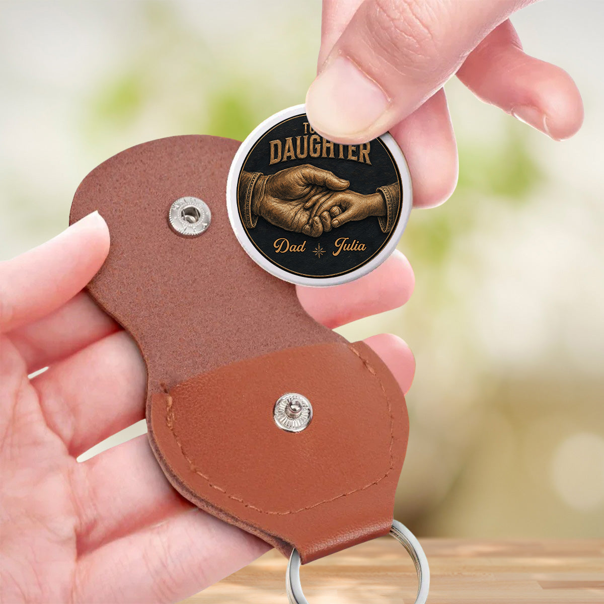Custom Daughter Coin Keychain, Mother's Day Birthday Gifts • My Greatest Blessing - Personalized Pocket Hug